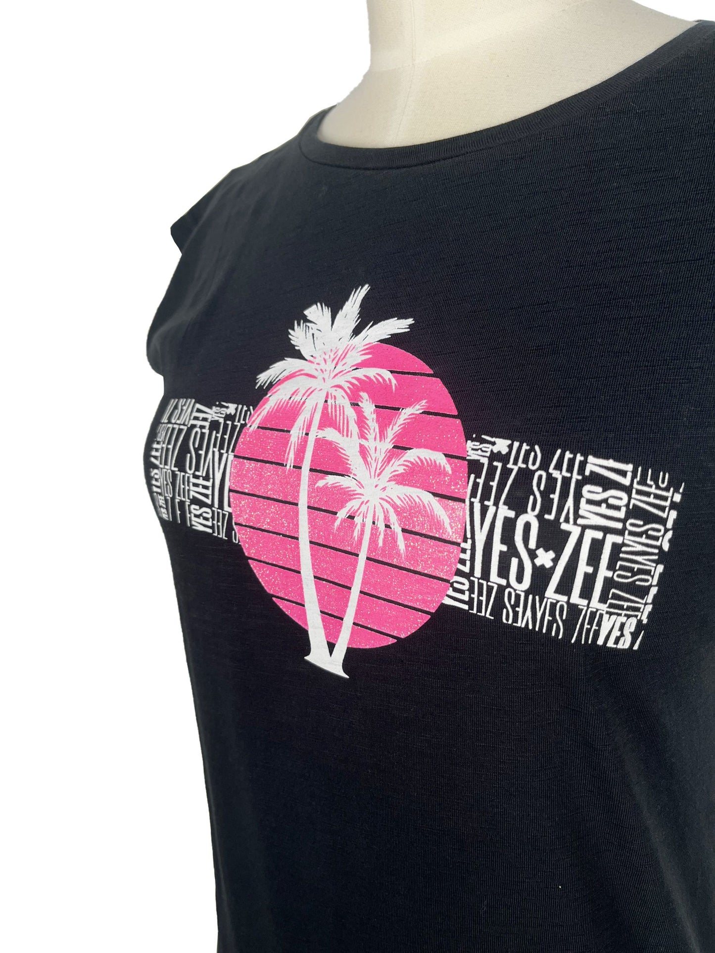 Black Cotton Women T-Shirt