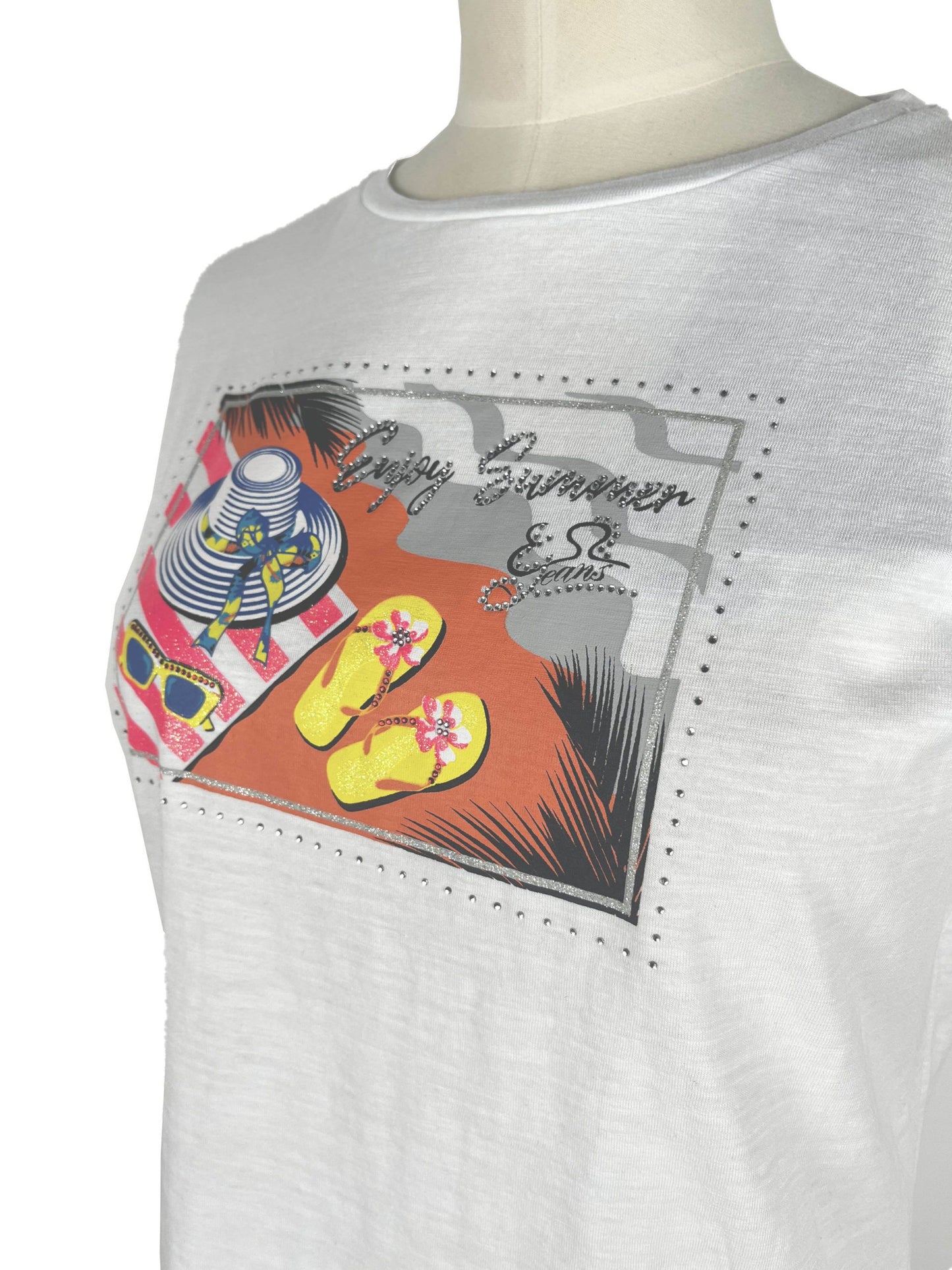 White Cotton Women T-Shirt