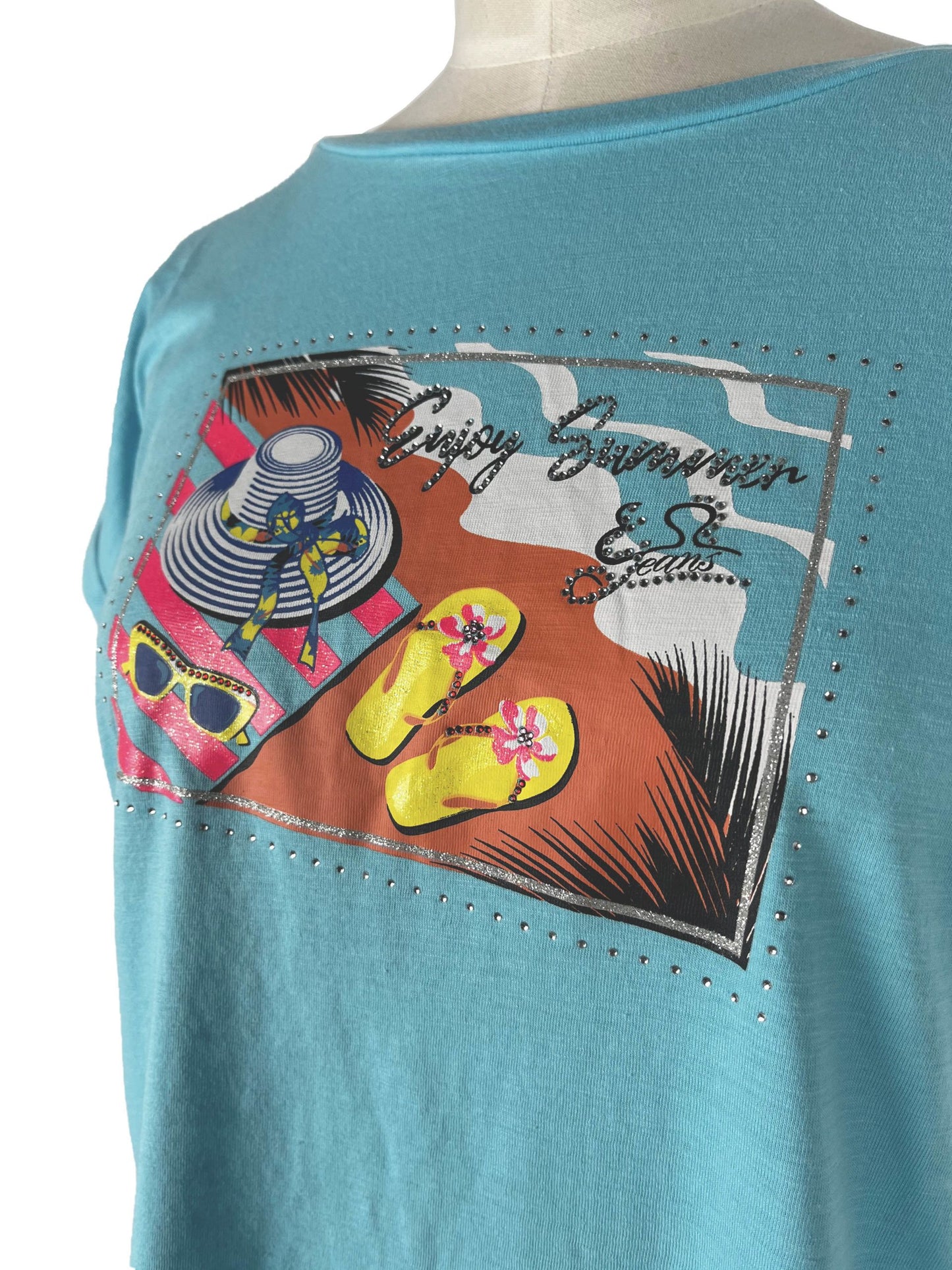 Light Blue Cotton Women T-Shirt