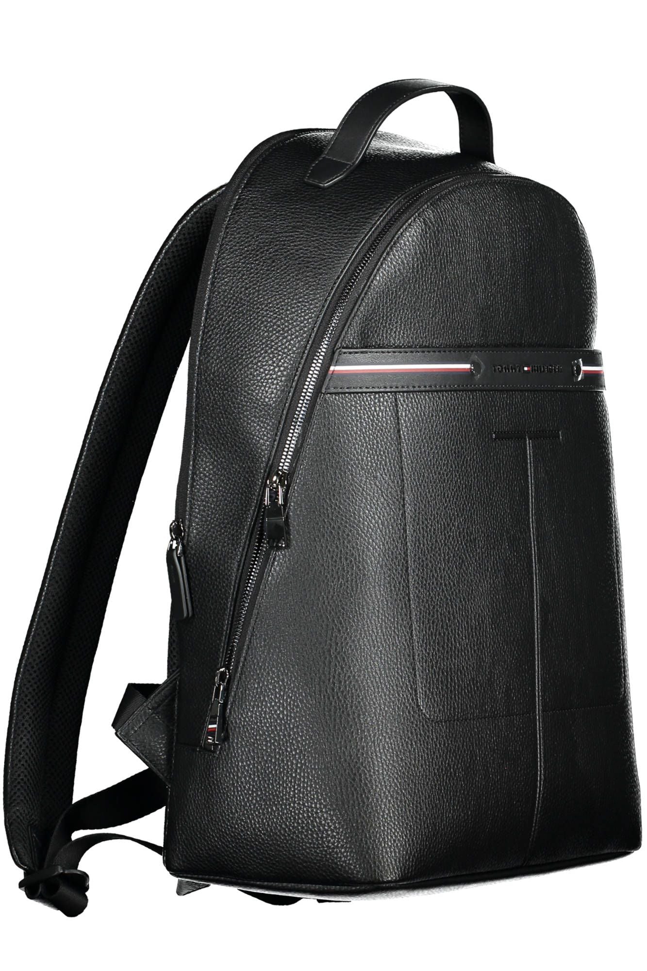 Black Polyurethane Men Backpack