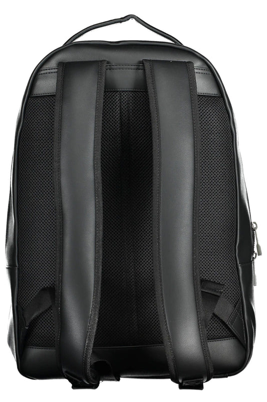 Black Polyurethane Men Backpack