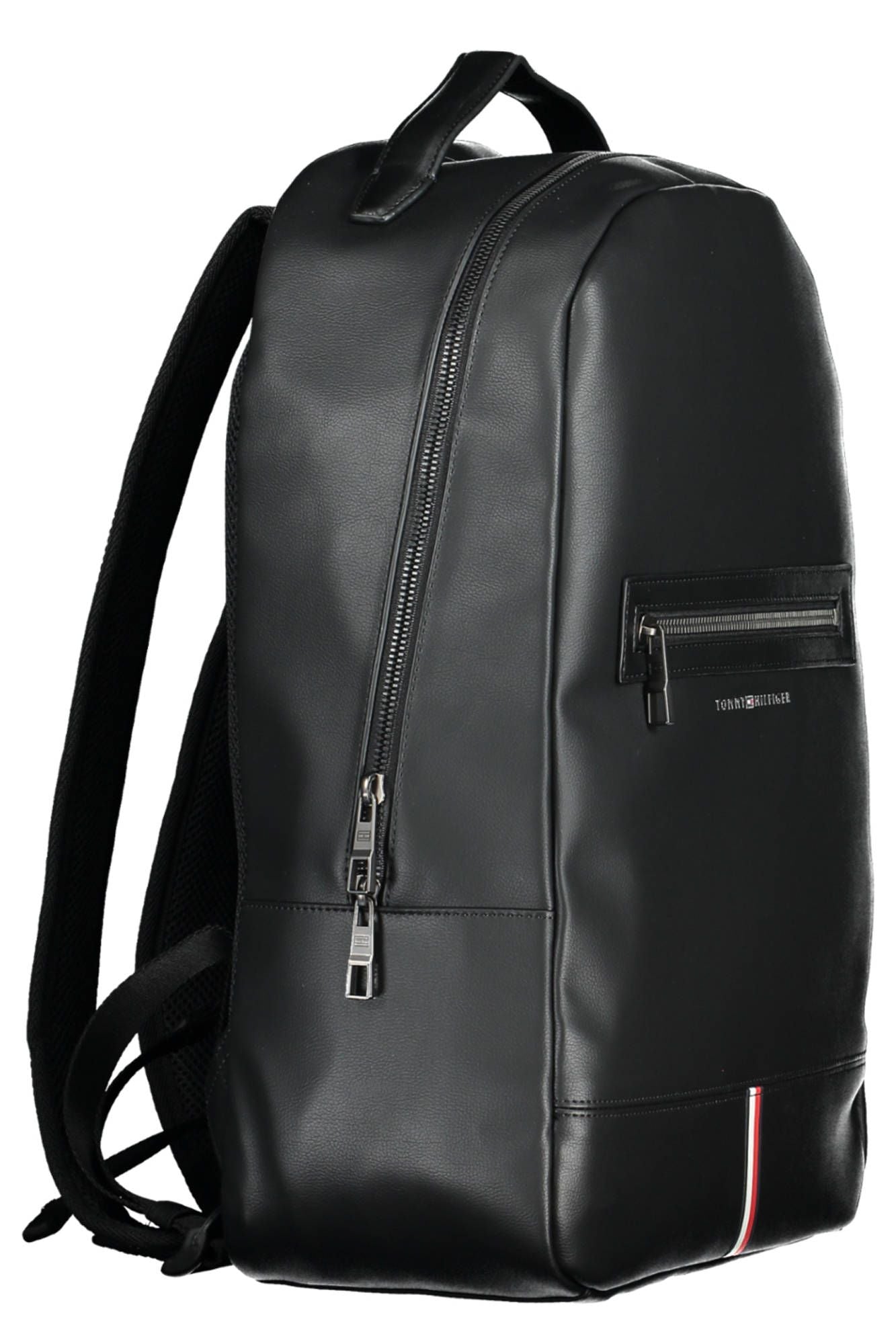Black Polyurethane Men Backpack