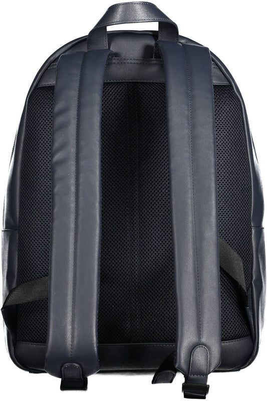 Blue Polyurethane Men Backpack