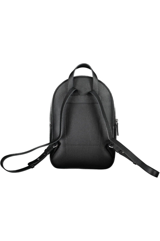Black Polyurethane Women Backpack