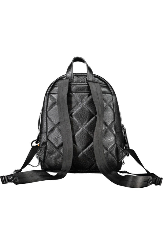 Black Polyurethane Women Backpack