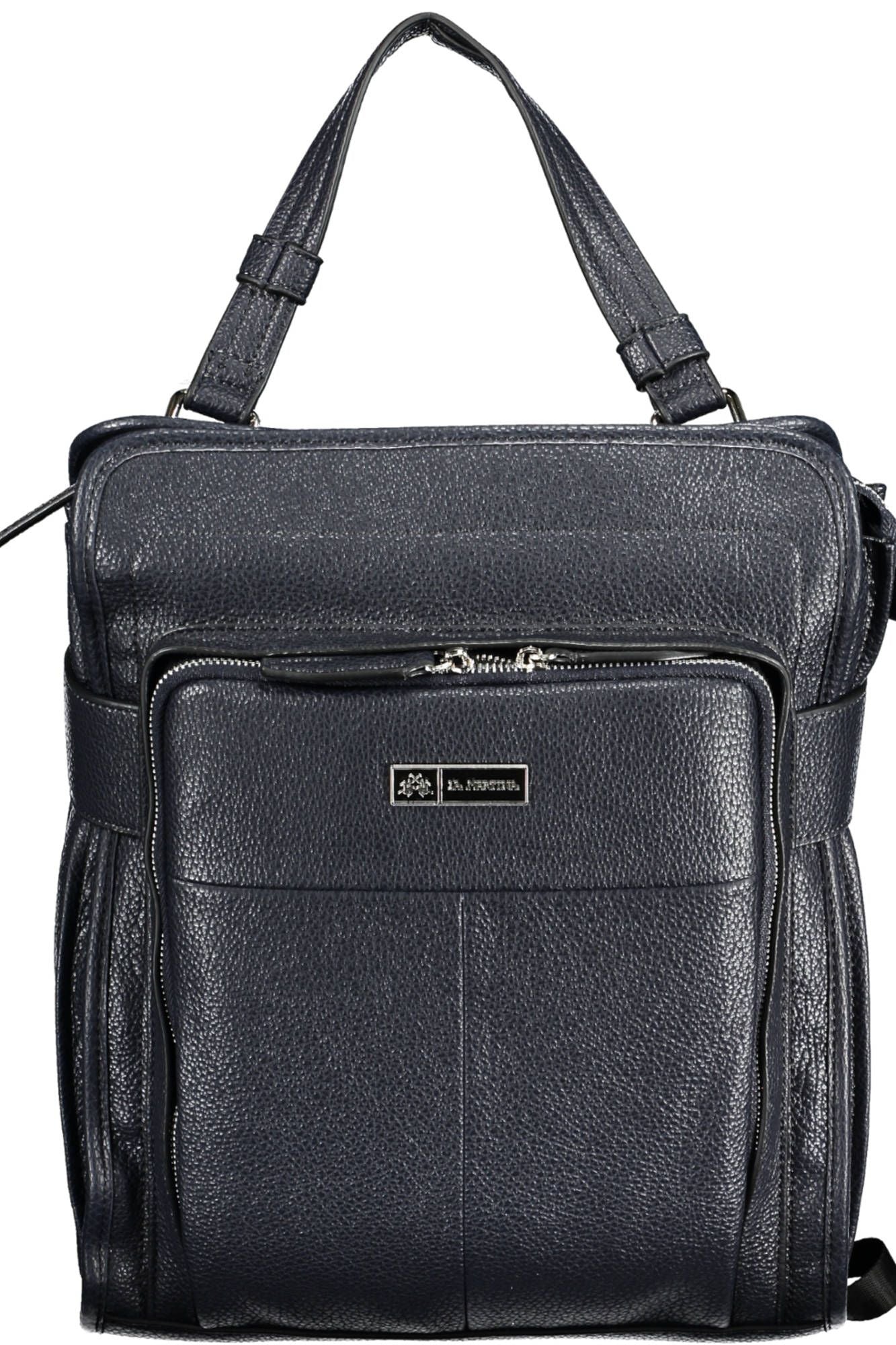 Blue Polyurethane Women Backpack