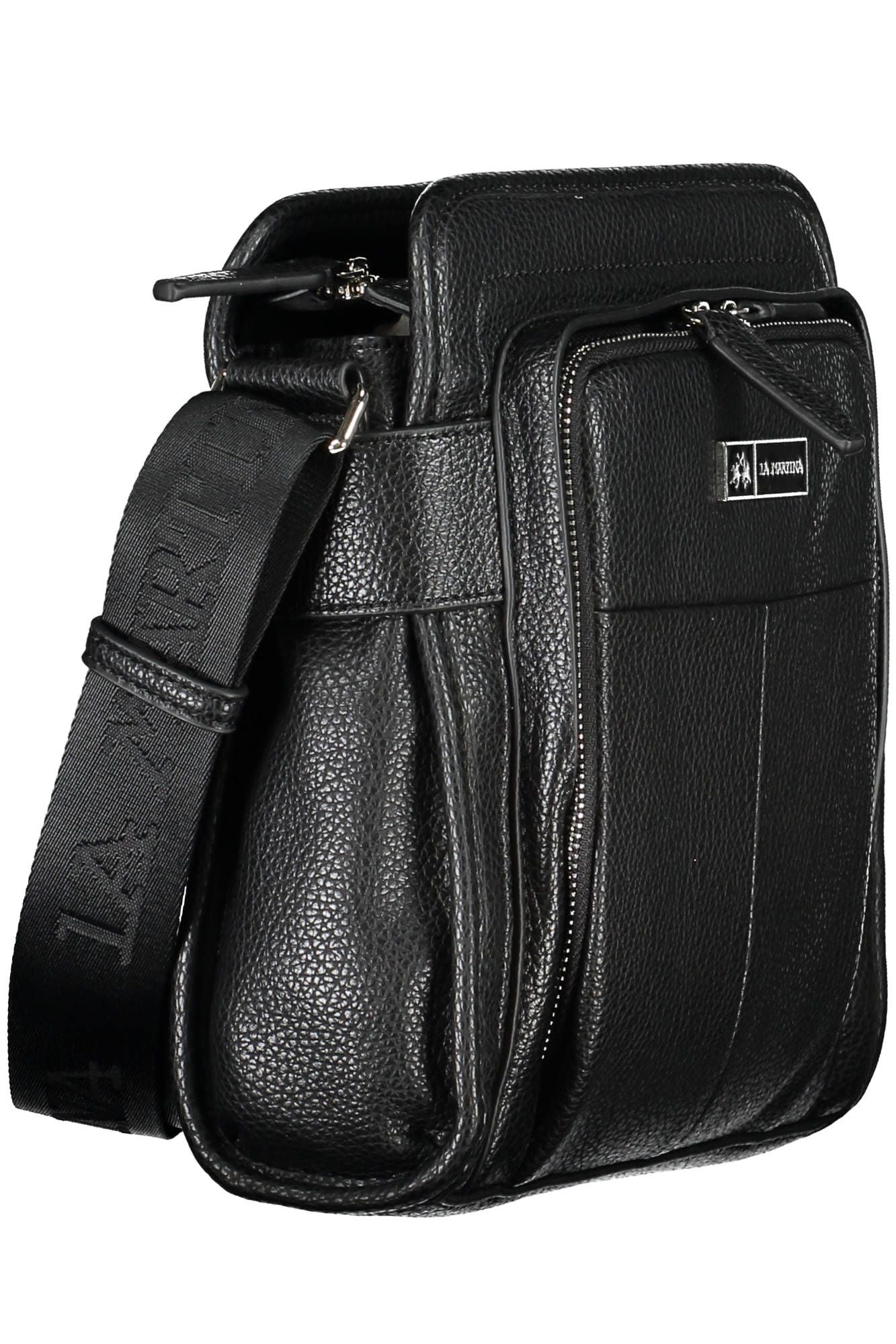 Black Polyurethane Men Shoulder Bag