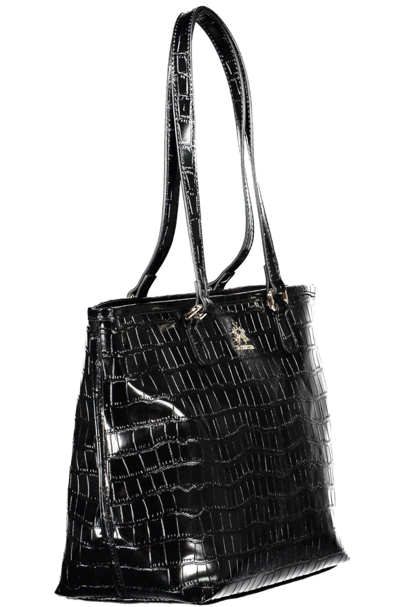 Black Polyurethane Women Handbag