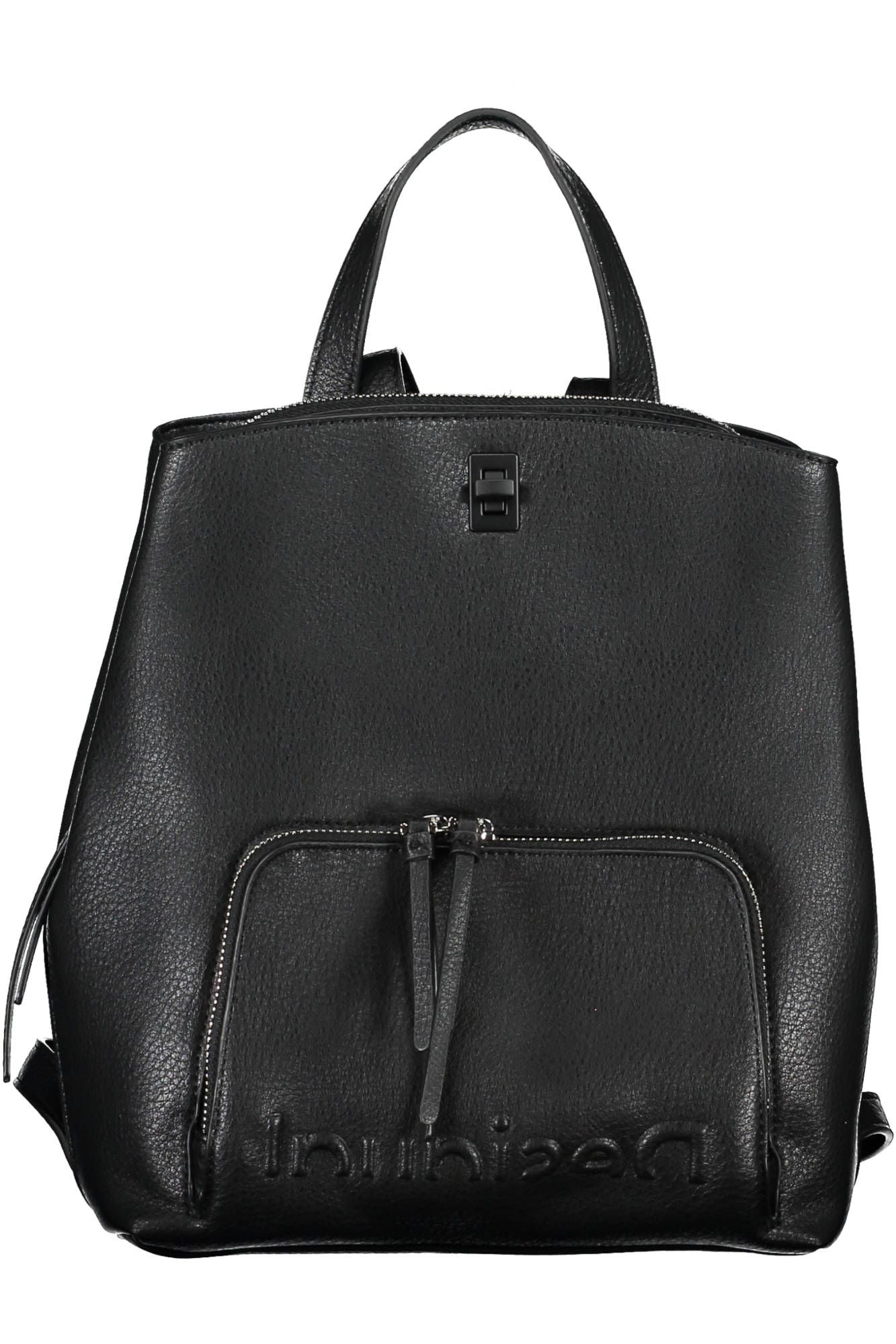 Black Polyurethane Women Backpack