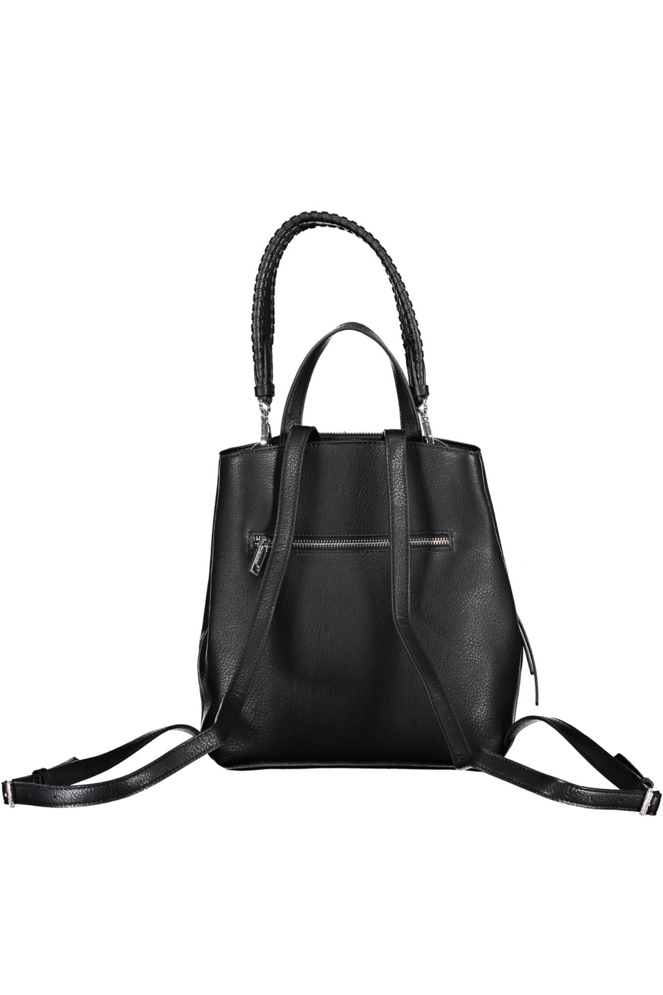 Black Polyurethane Women Backpack