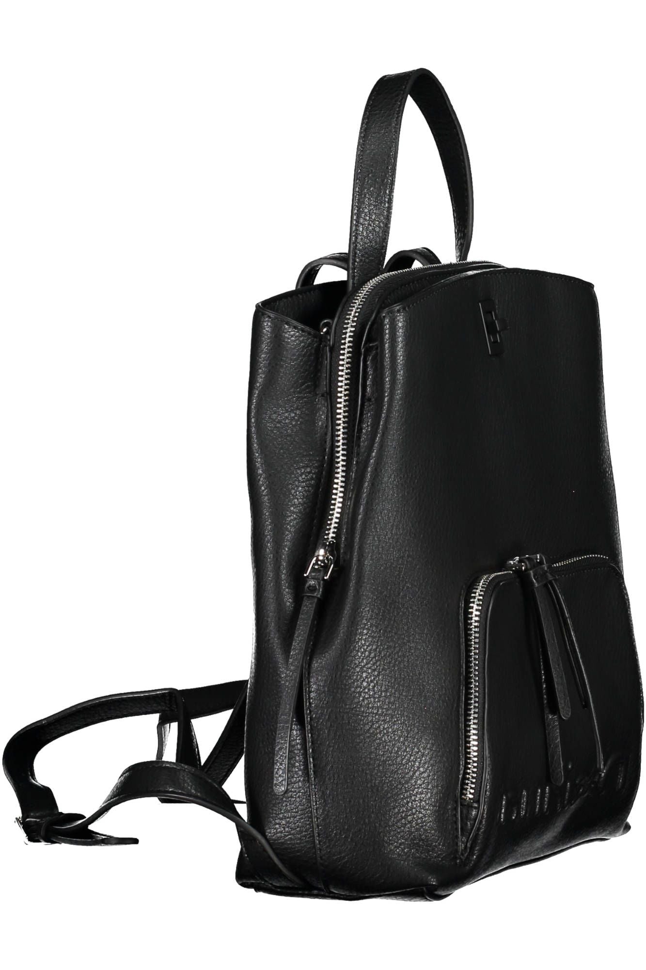 Black Polyurethane Women Backpack
