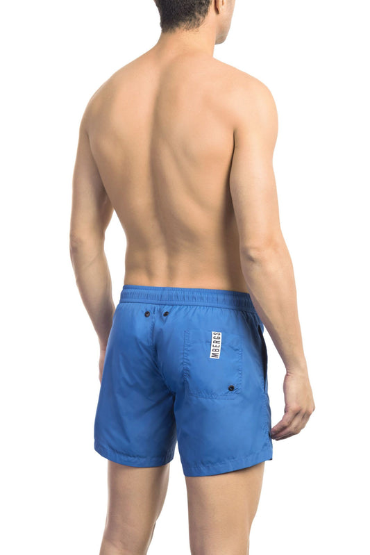 Blue Polyamide Men Swim Short