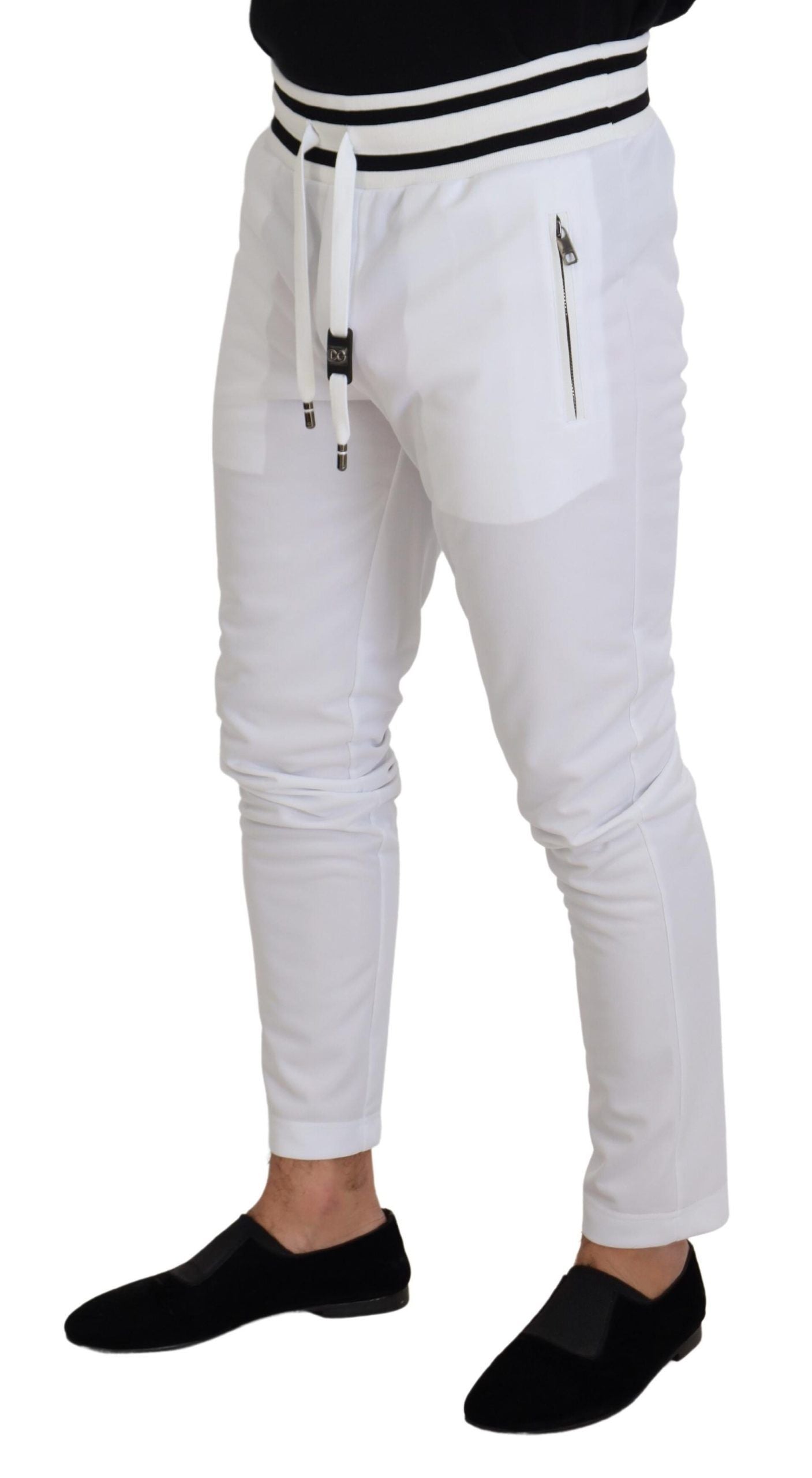 Elegant White Sport Sweatpants