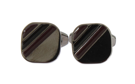 Elegant Silver & Dark Red Cufflinks