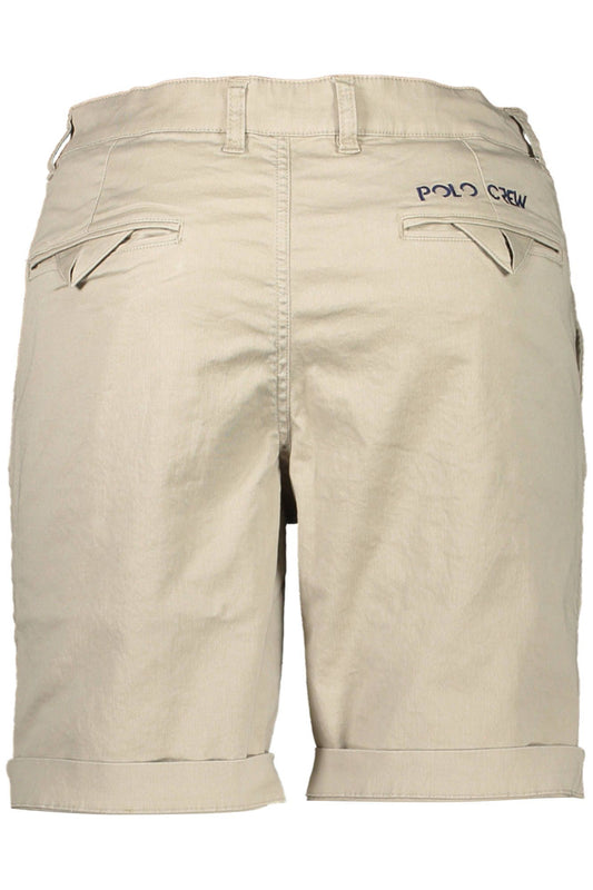 Beige Cotton Men Bermuda