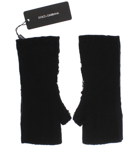 Sequined Cashmere Fingerless Gloves