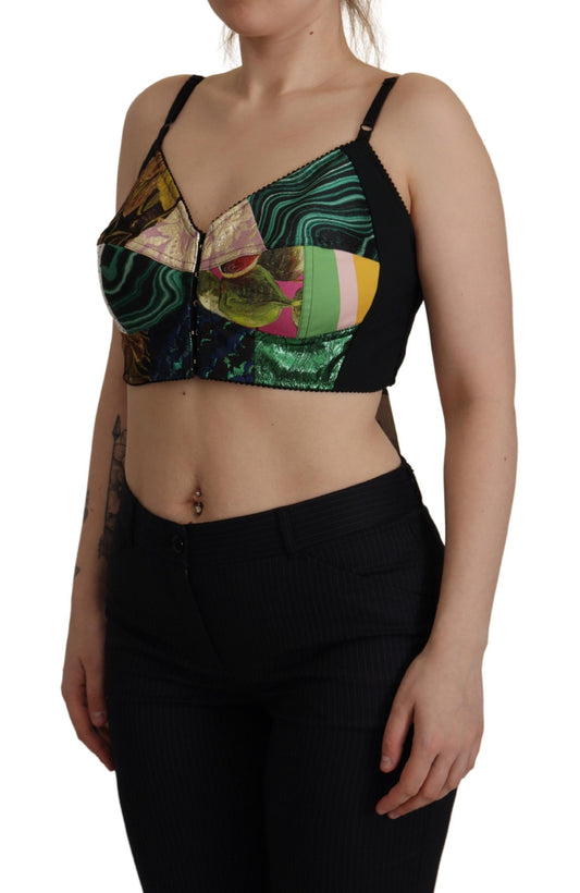 Multicolor Patchwork Sleeveless Bustier Top