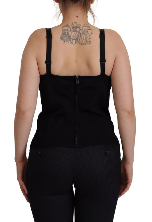 Elegant Black Viscose Bustier Corset Top