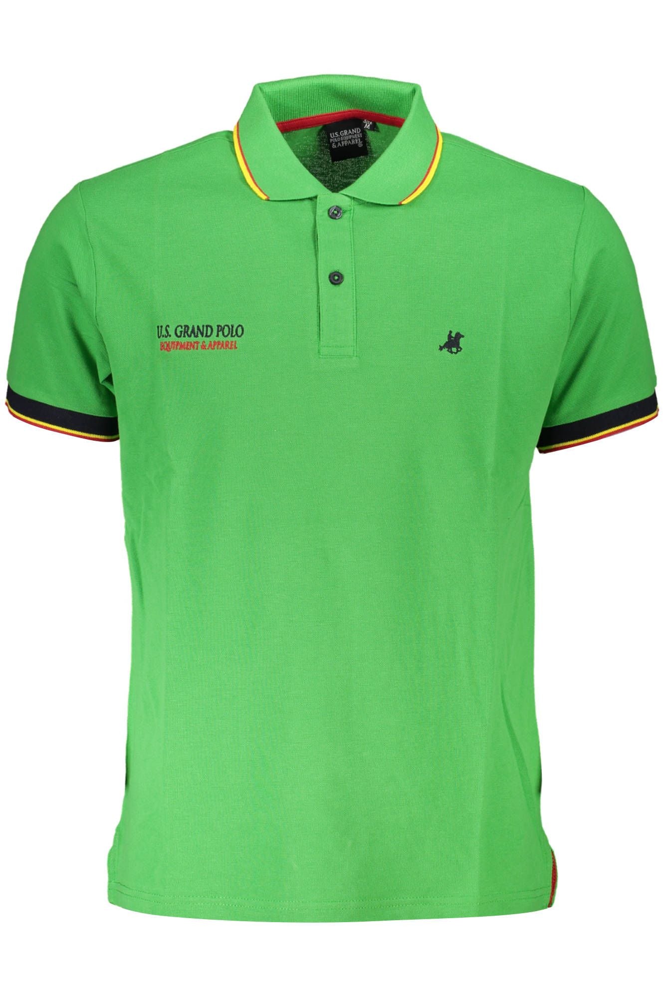Green Cotton Men Polo Shirt