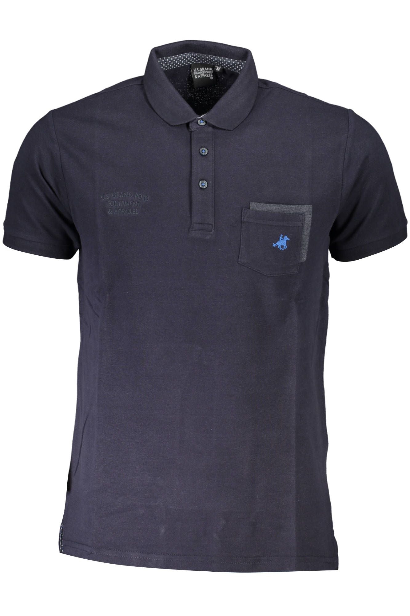 Blue Cotton Men Polo Shirt