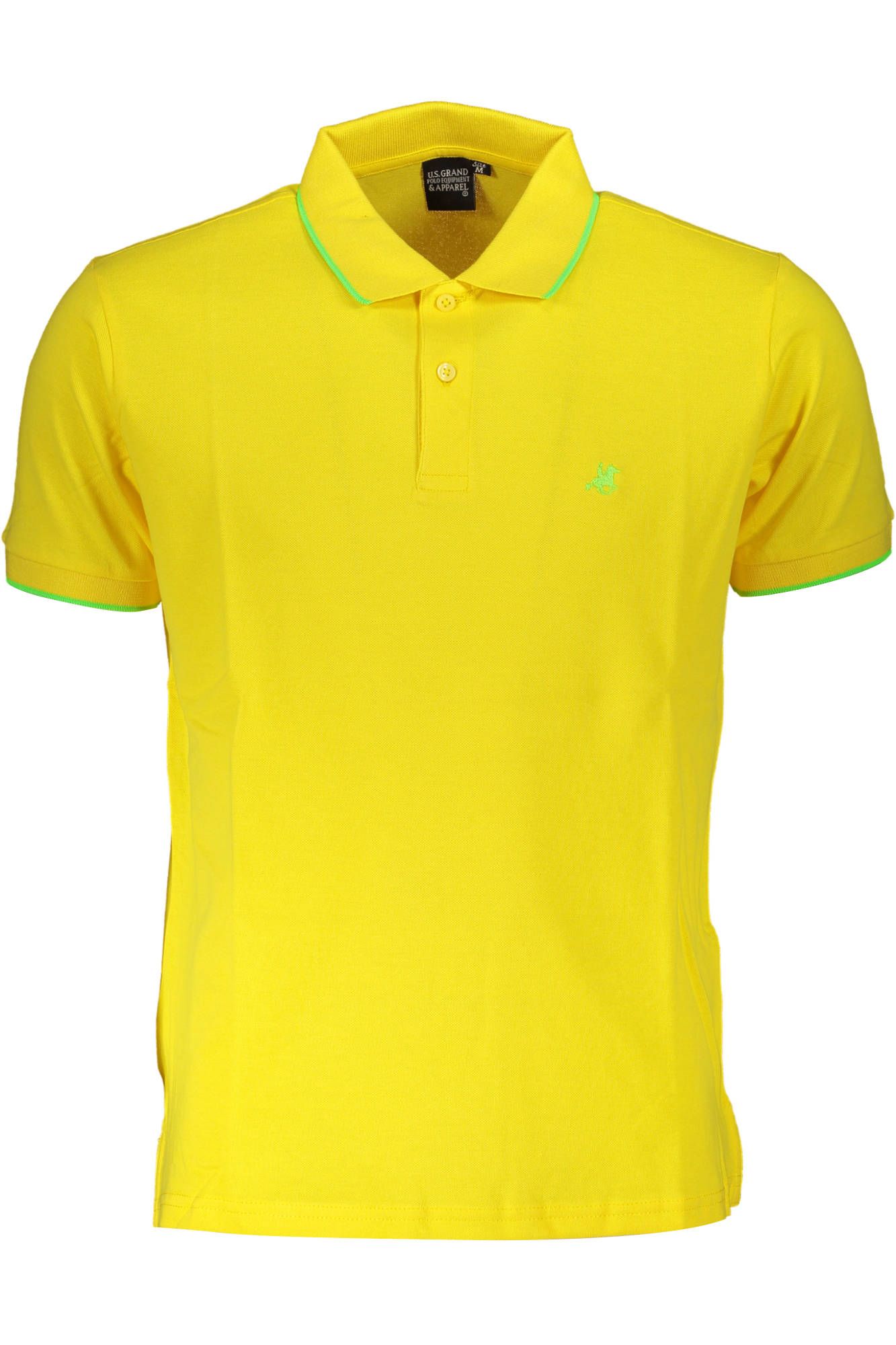Yellow Cotton Men Polo Shirt