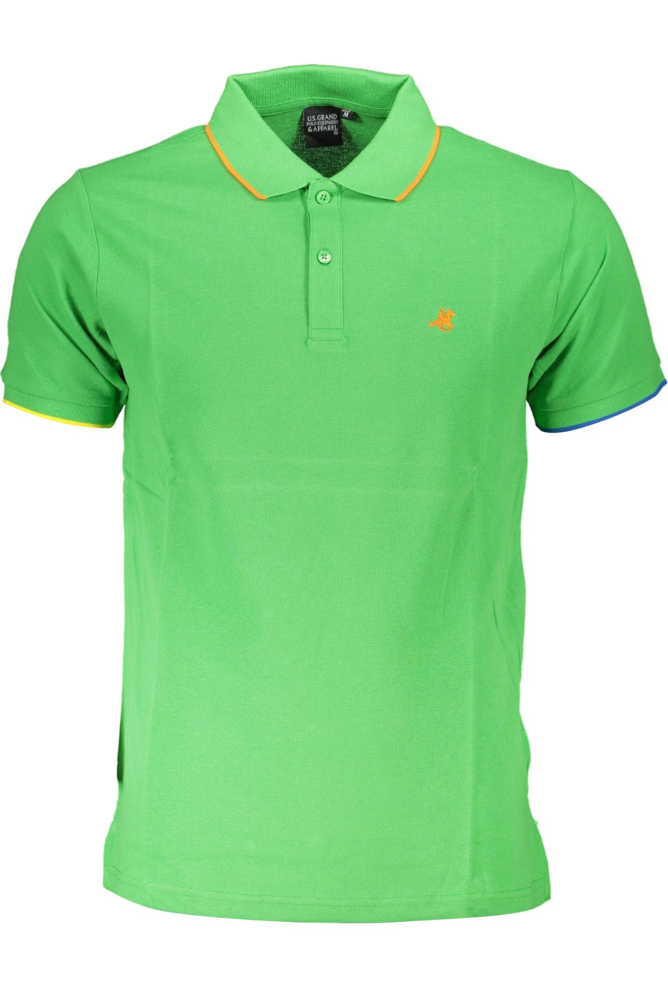 Green Cotton Men Polo Shirt