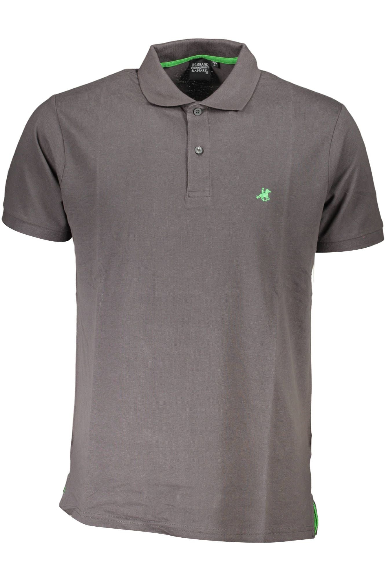 Gray Cotton Men Polo Shirt