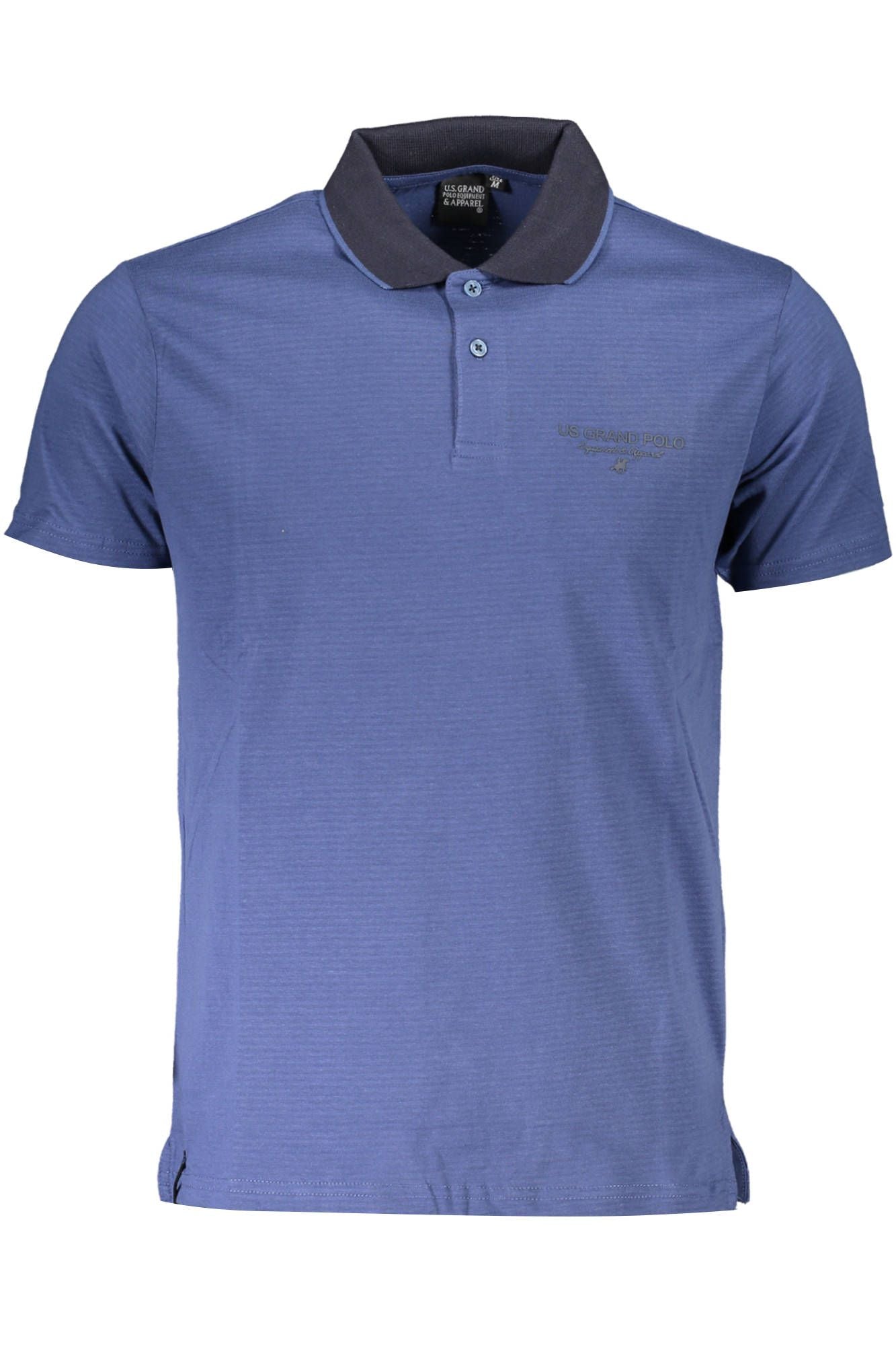 Blue Cotton Men Polo Shirt