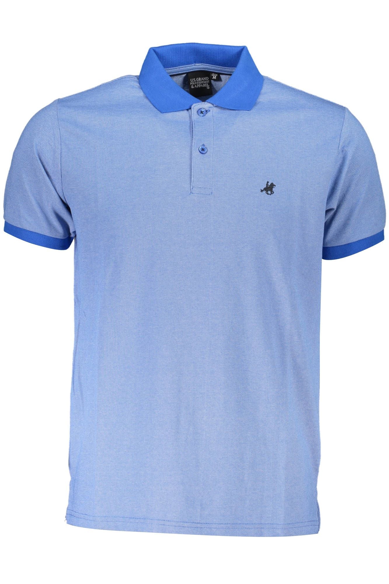 Blue Cotton Men Polo Shirt