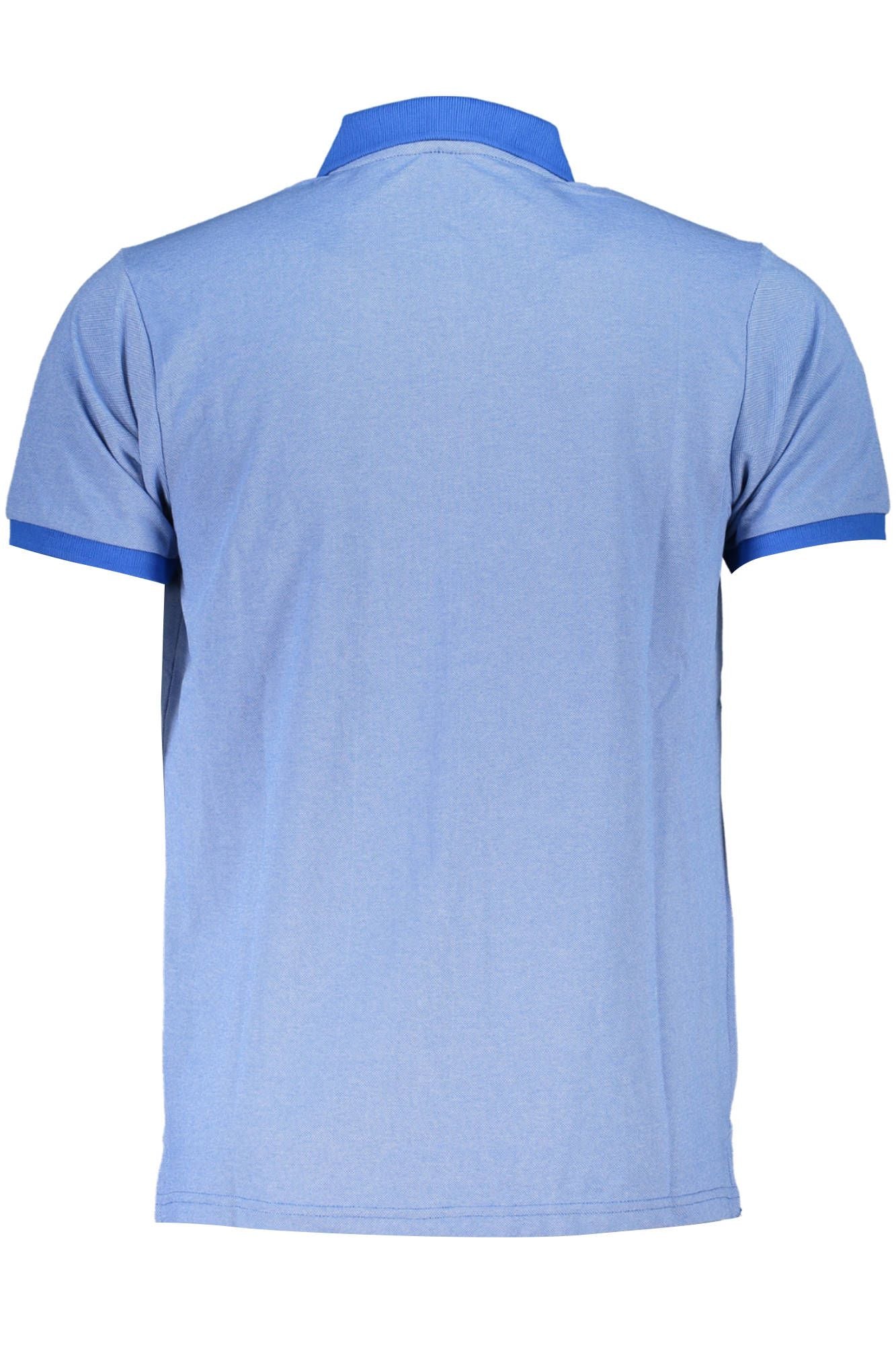 Blue Cotton Men Polo Shirt