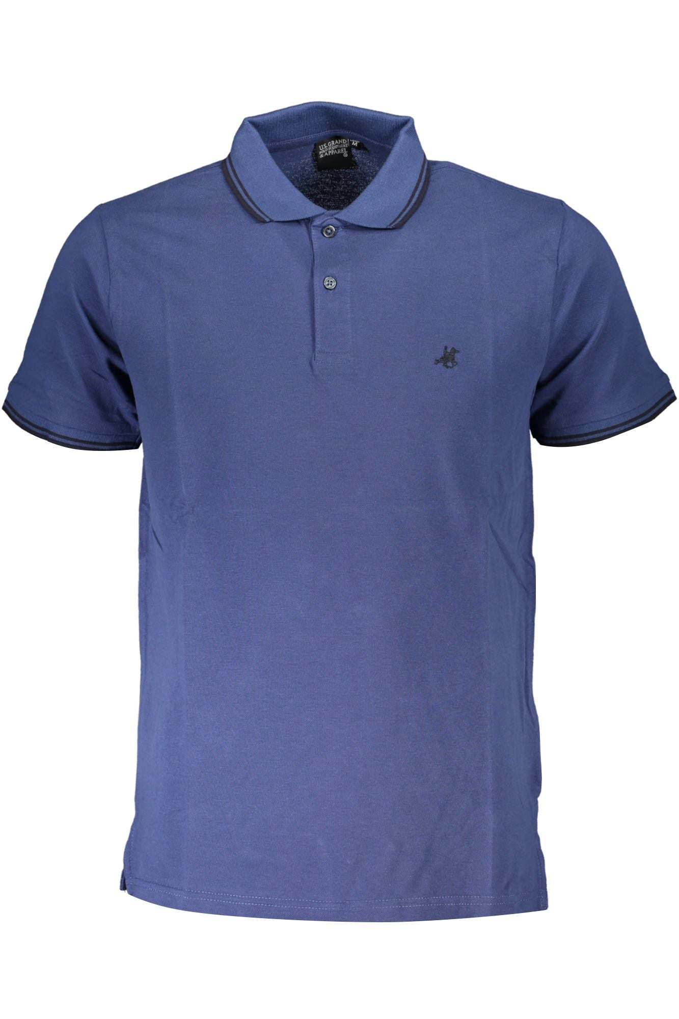 Blue Cotton Men Polo Shirt