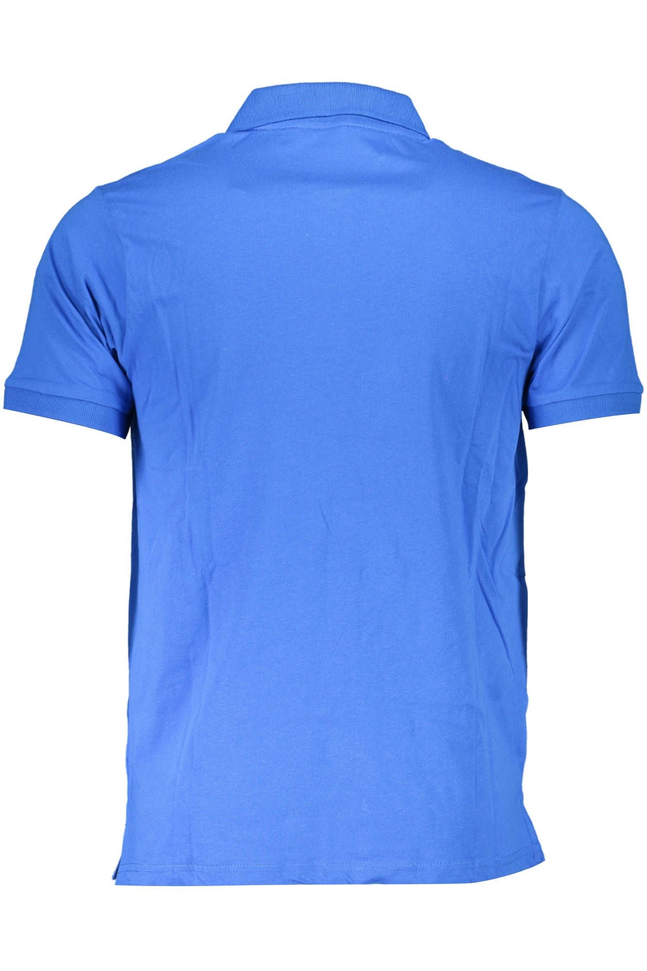 Blue Cotton Men Polo Shirt