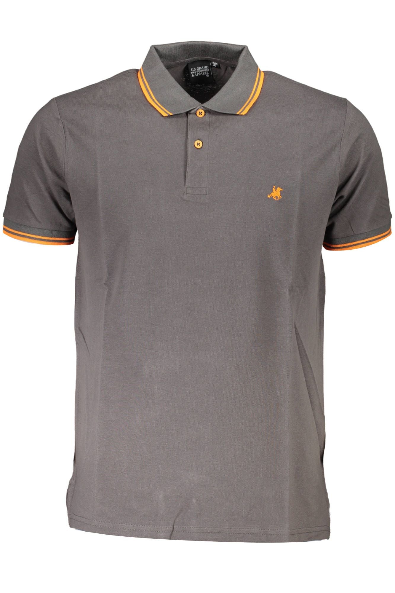 Gray Cotton Men Polo Shirt