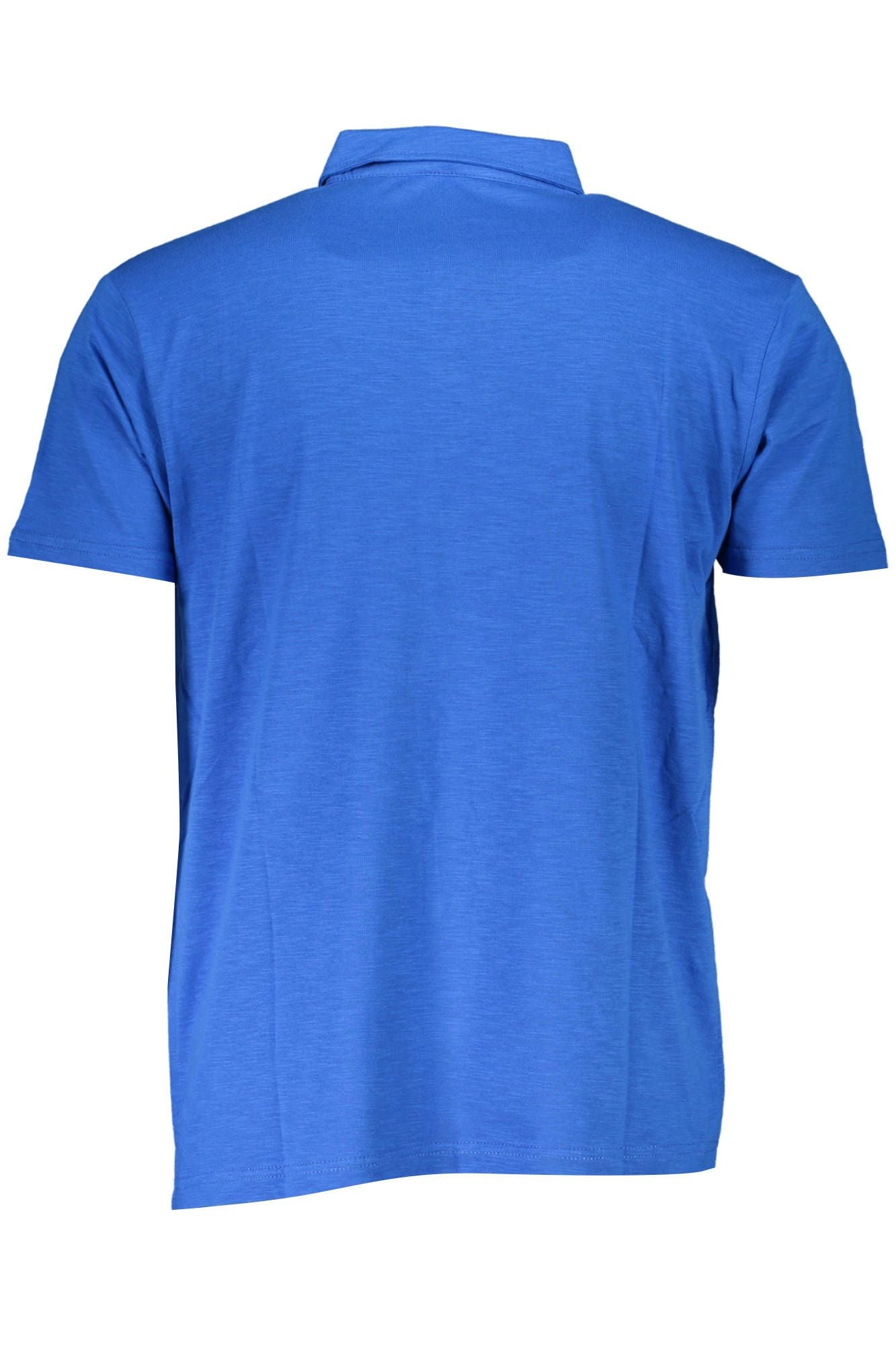 Blue Cotton Men Polo Shirt