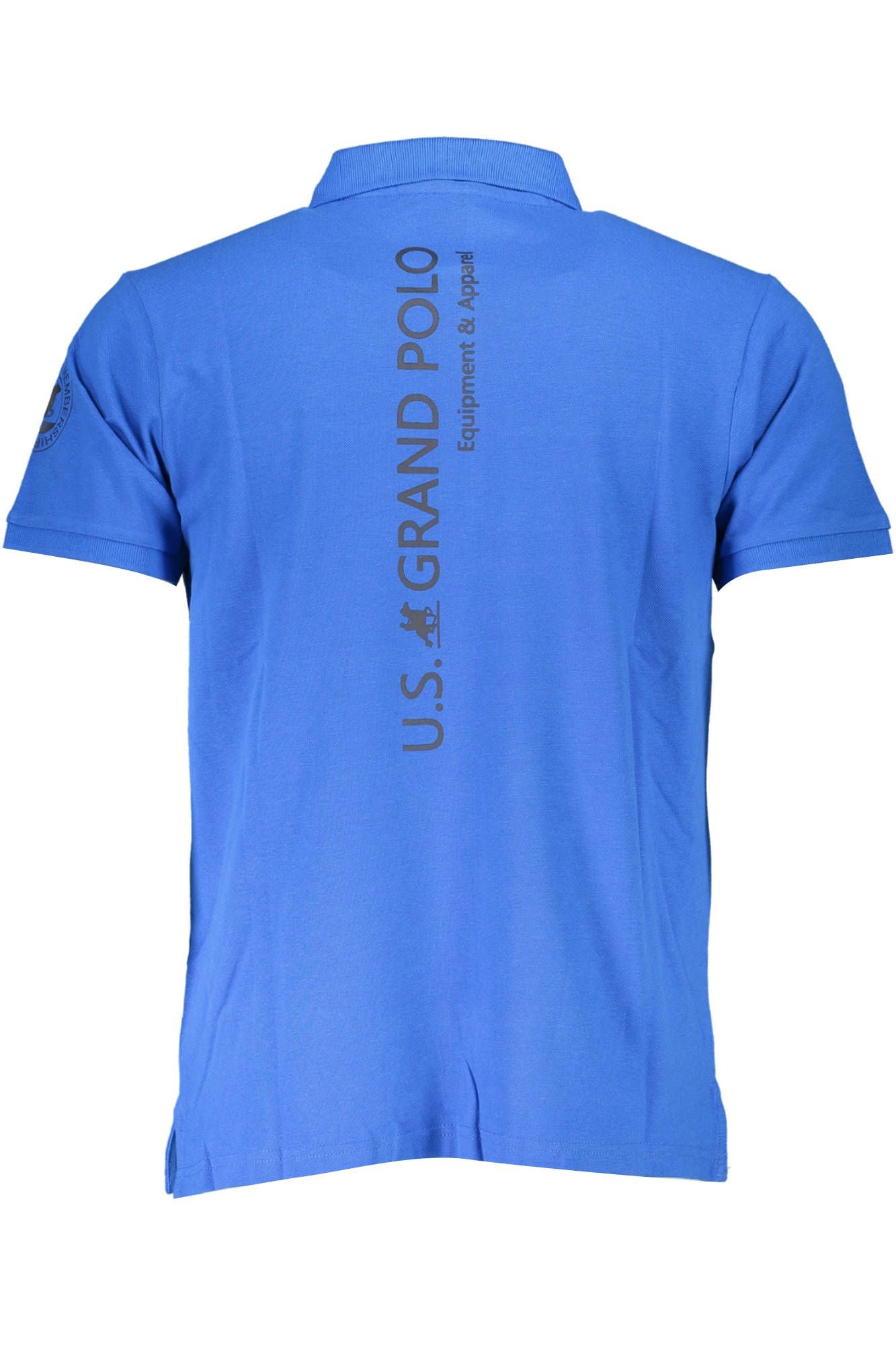 Blue Cotton Men Polo Shirt