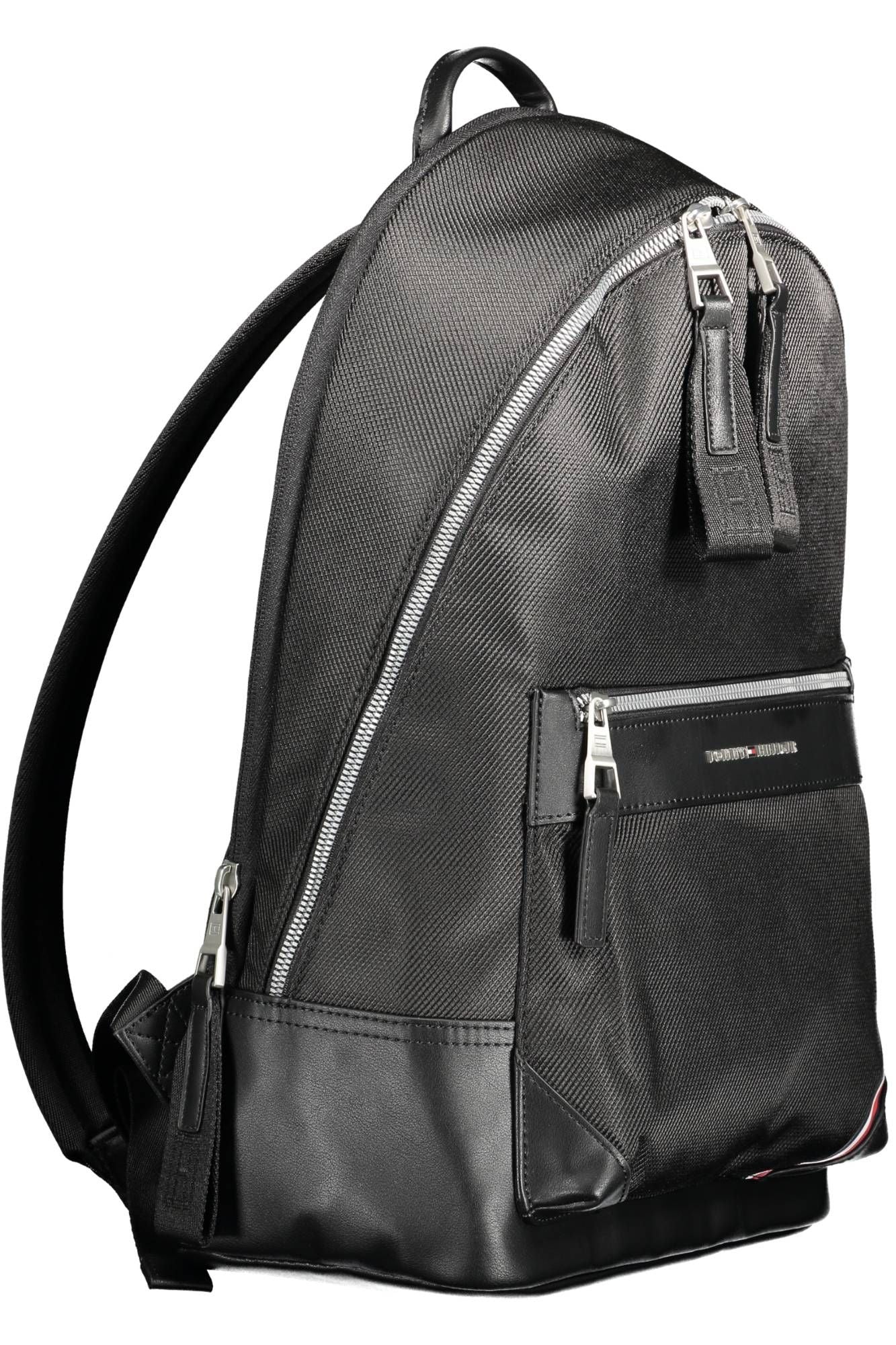 Black Polyester Men Backpack