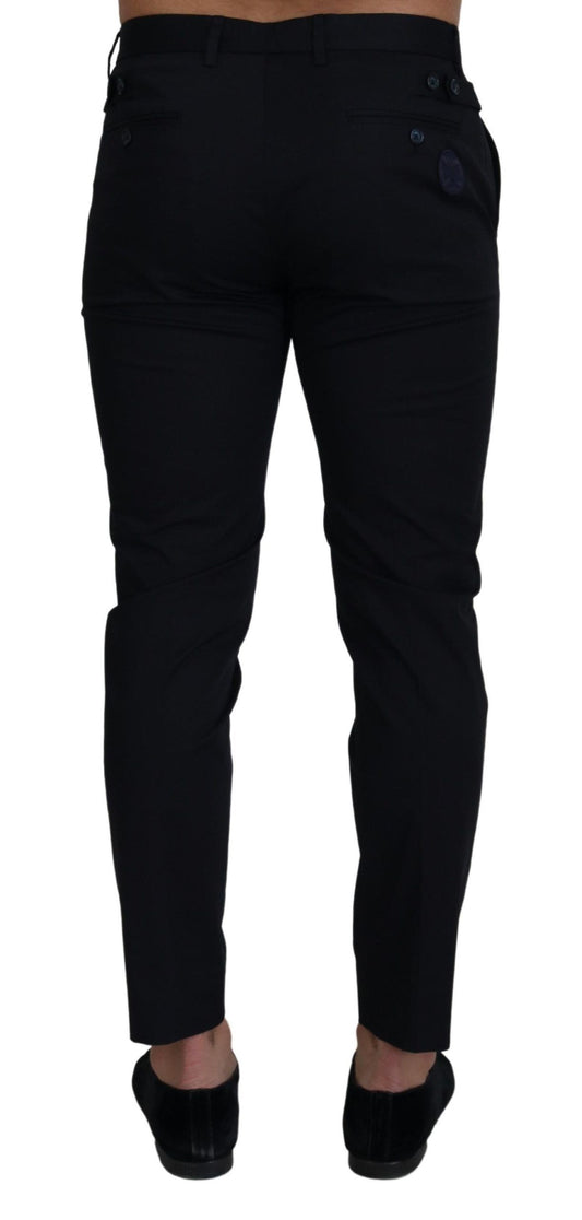 Blue Stretch Cotton Slim Trousers Chinos Pants