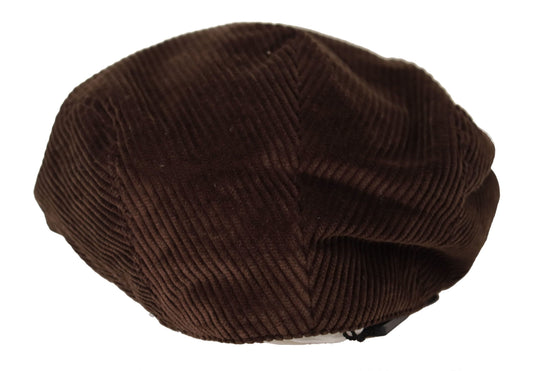 Elegant Cotton Newsboy Hat in Rich Brown