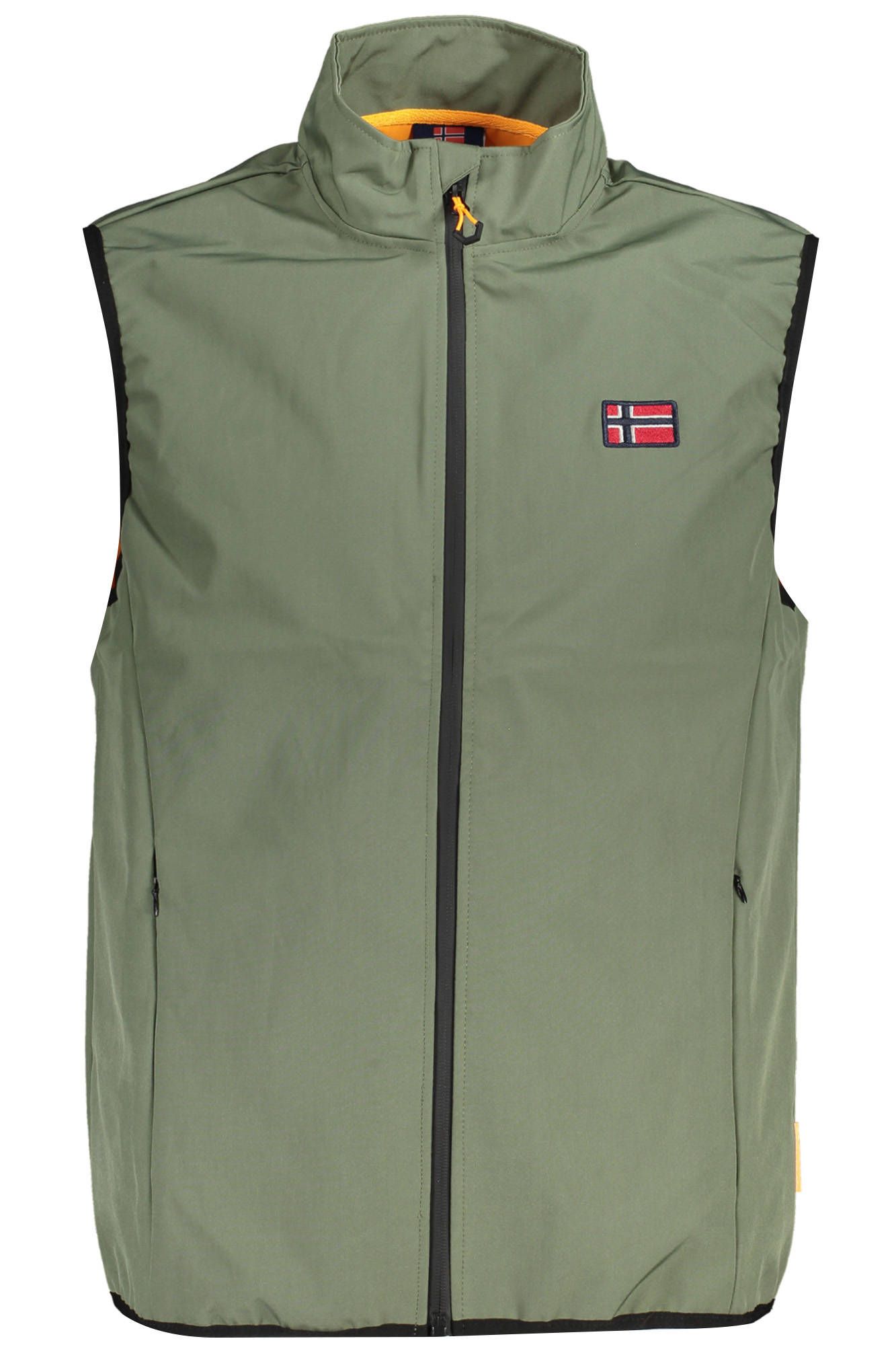 Green Polyester Men Sleeveless Jacket
