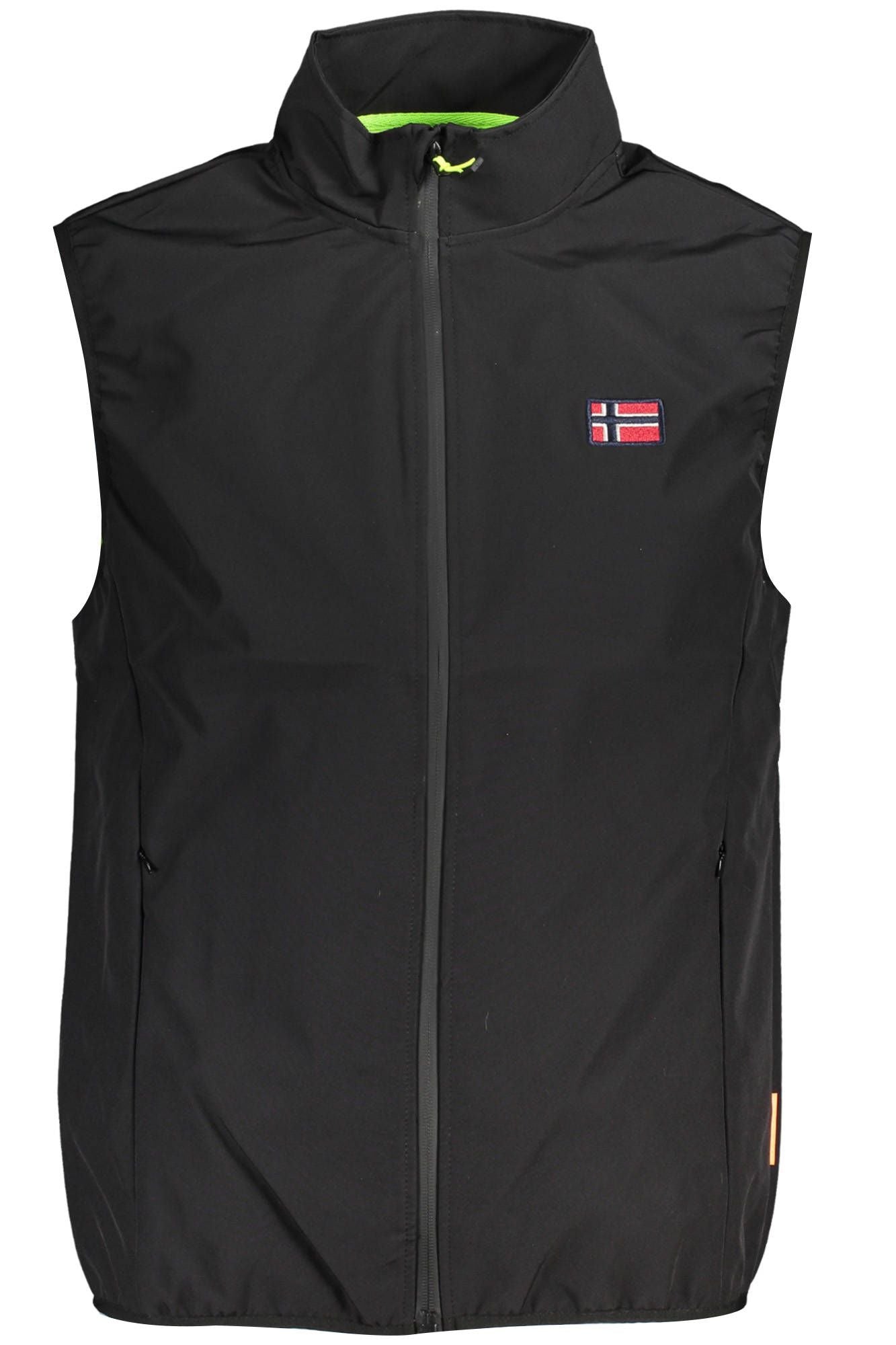 Black Polyester Mens Sleeveless Jacket