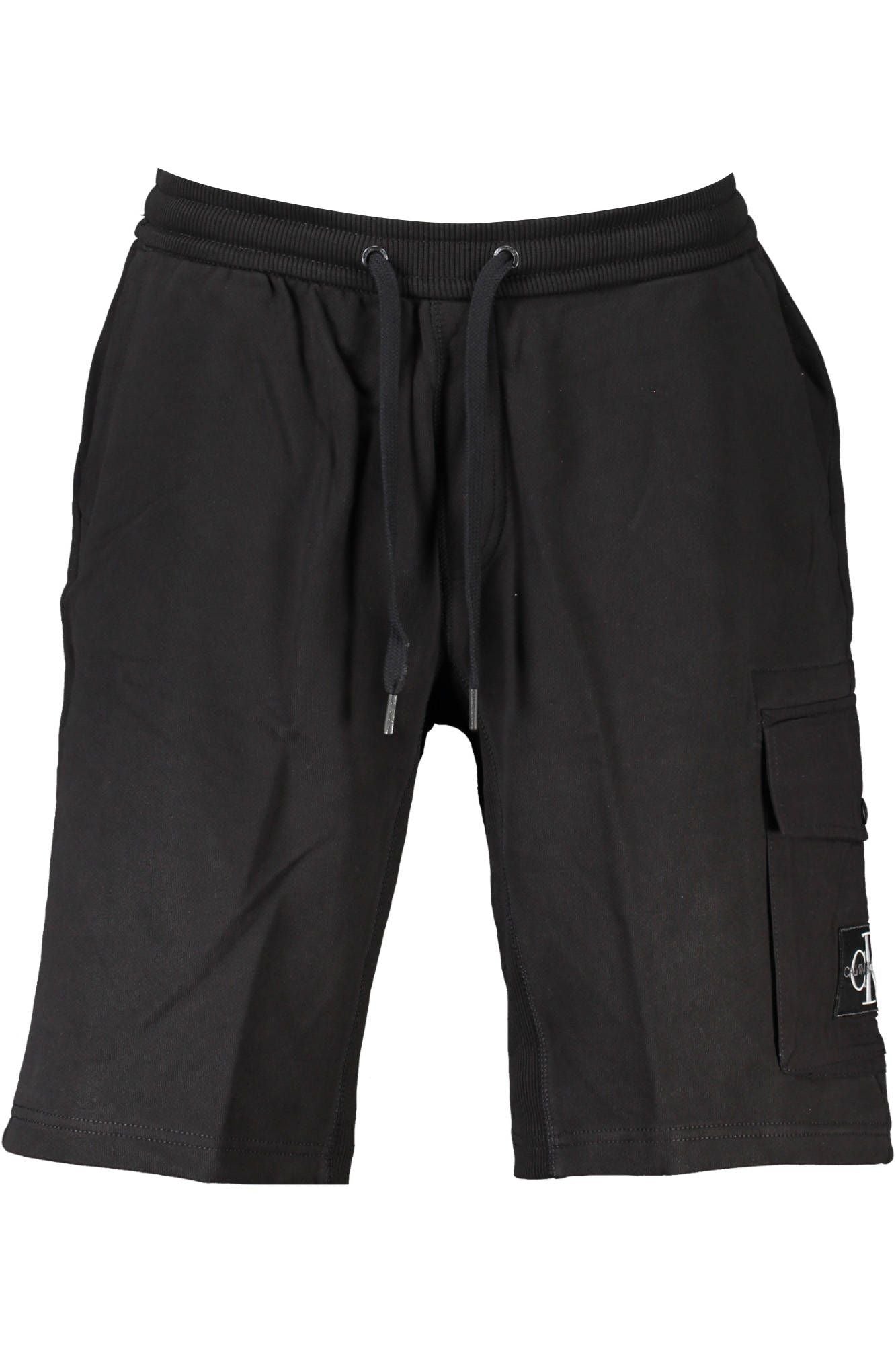 Black Cotton Men Bermuda Shorts