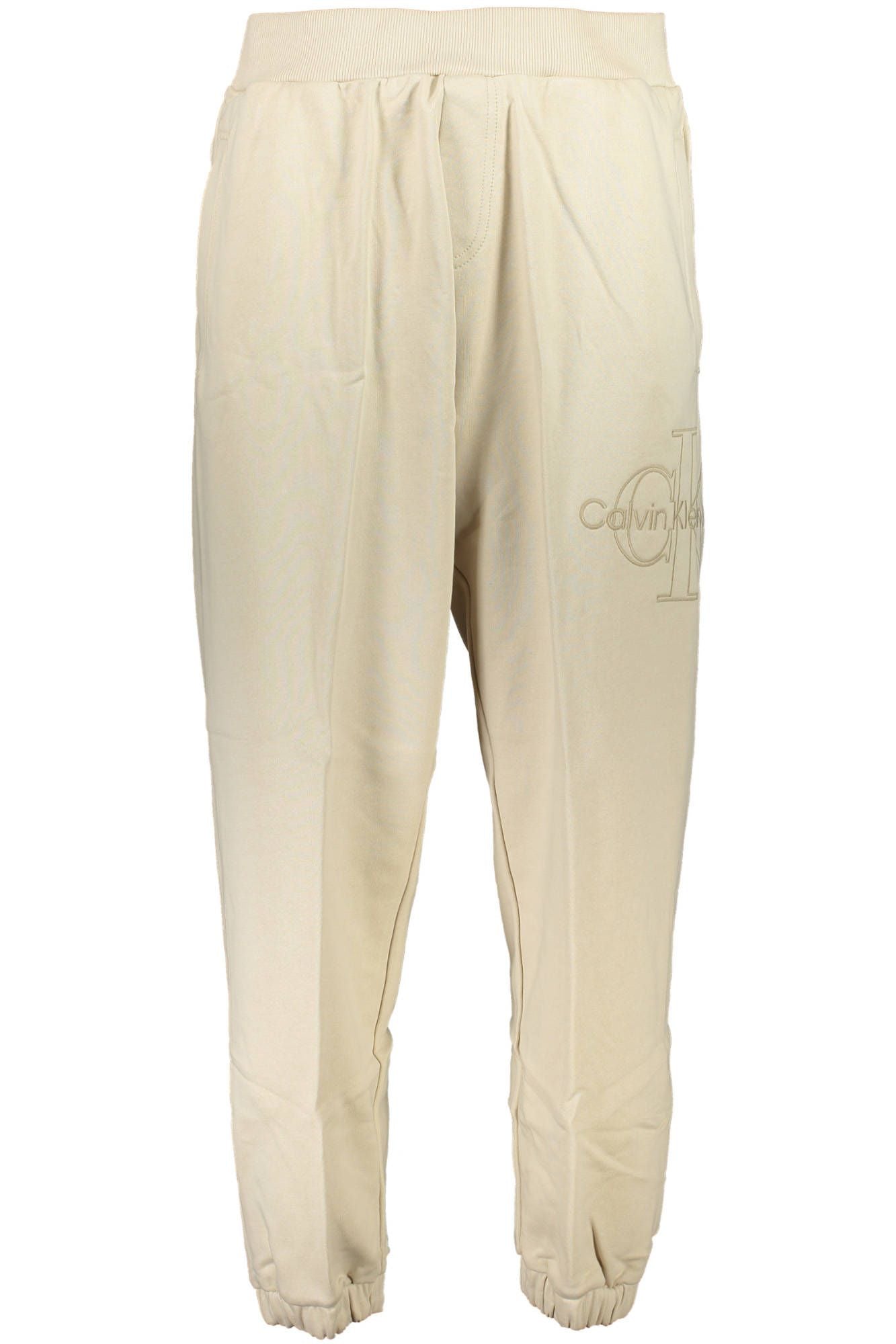 Beige Cotton Men Trouser