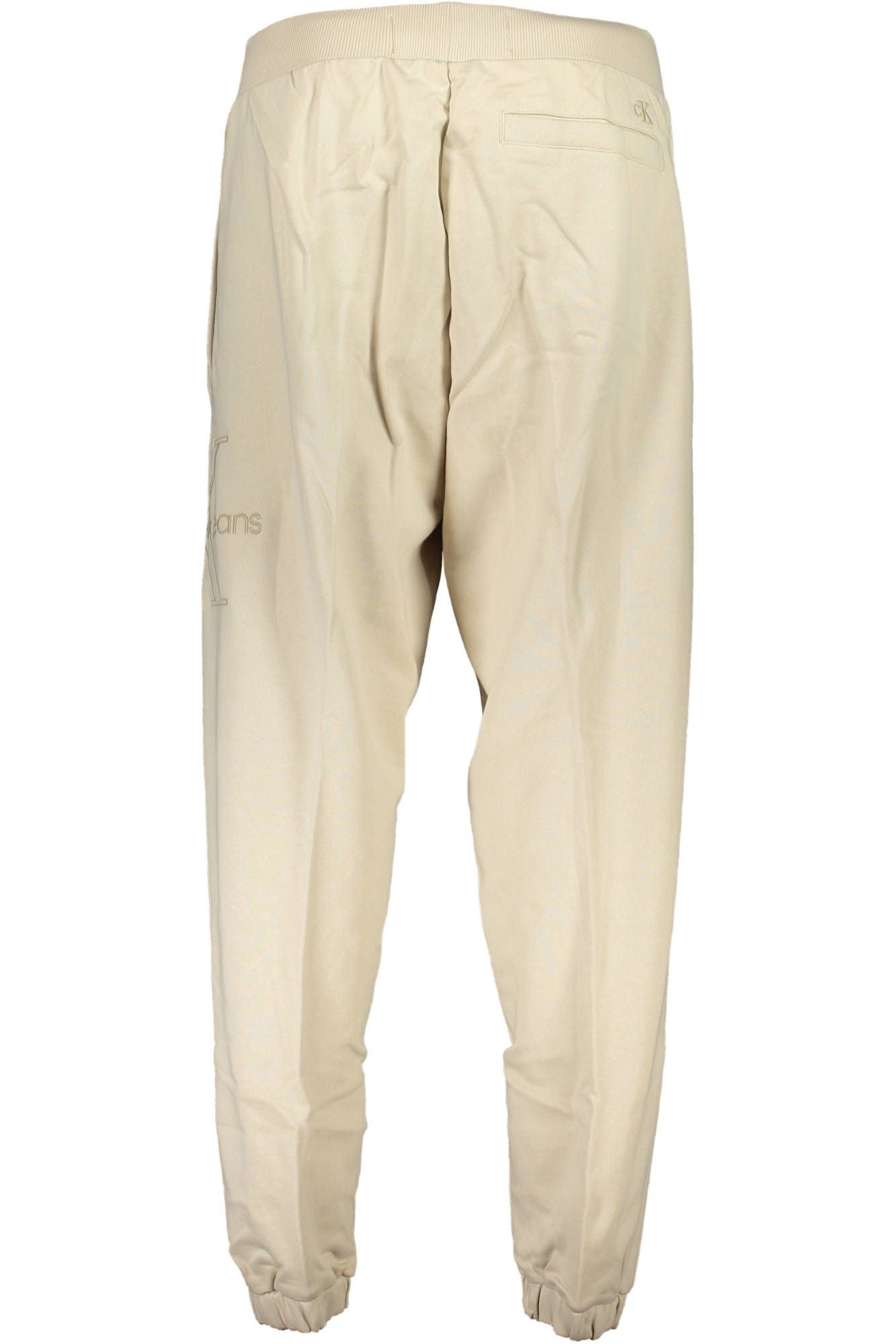 Beige Cotton Men Trouser