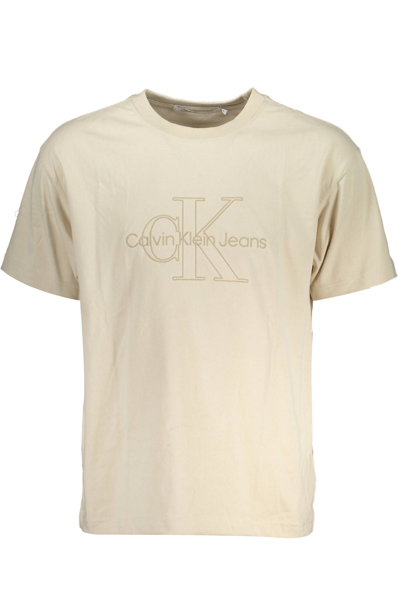 Beige Cotton Men T-Shirt