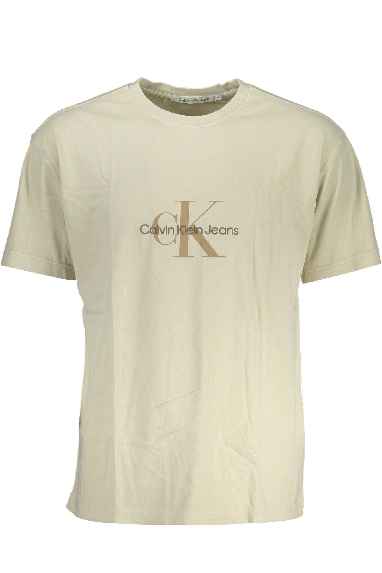 Beige Cotton Men T-Shirt