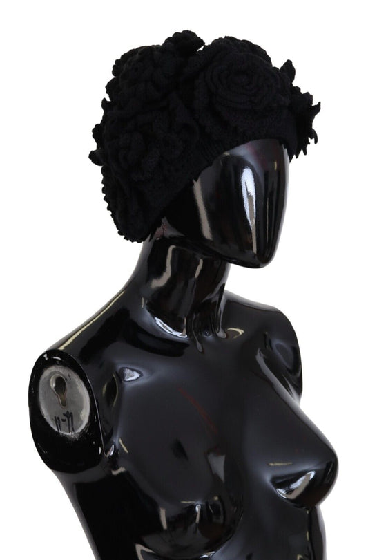 Black Wool Knit Winter Beanie Hat