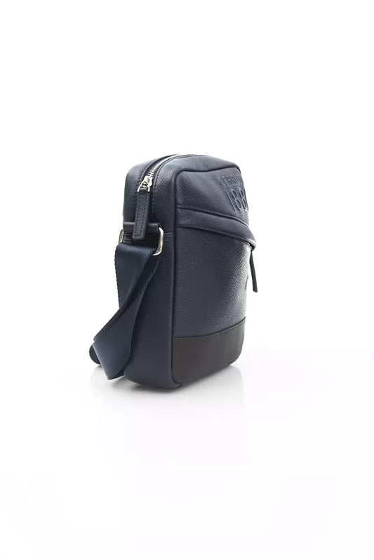 Blue Leather Male Messenger Bag
