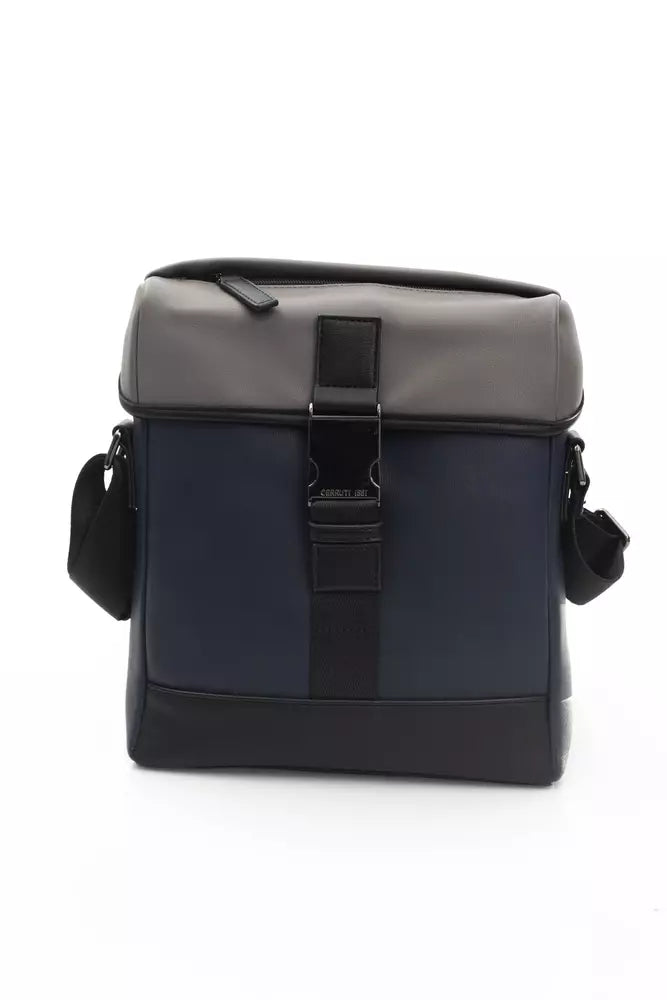 Blue Polyurethane Men Messenger Bag