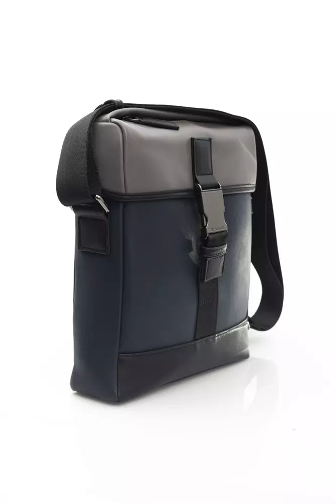 Blue Polyurethane Men Messenger Bag