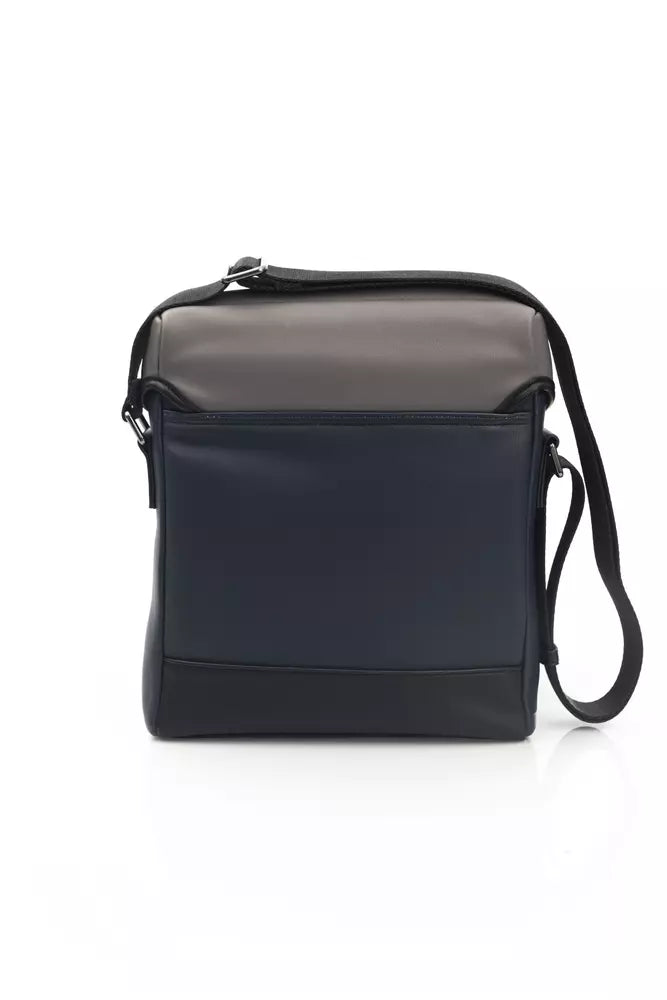 Blue Polyurethane Men Messenger Bag